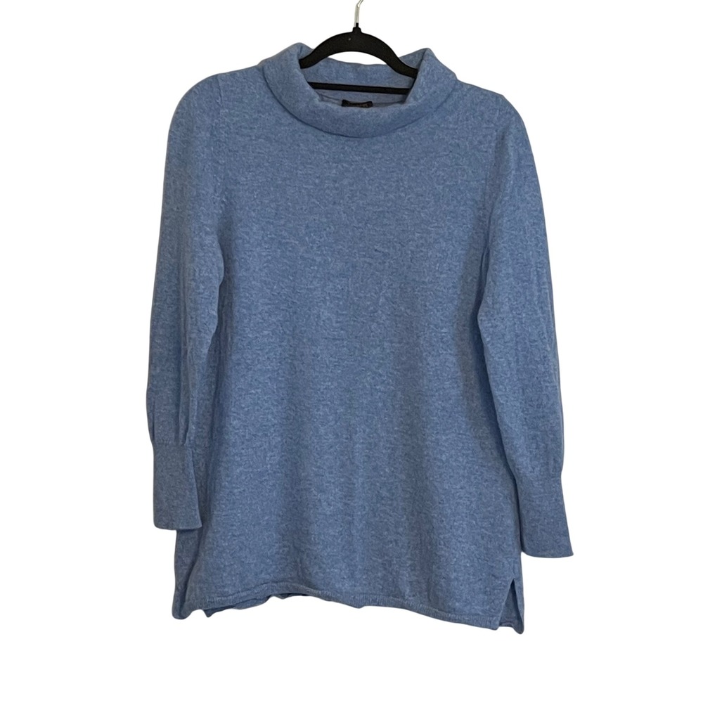 Talbots Plus Petite 1XP Pure Cashmere‎ Cowl Neck Tunic Sweater Light Blue